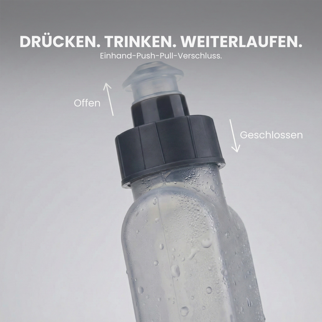 Trinkflasche 300ml einhändig bedienbar – Nahaufnahme Material | Helvio